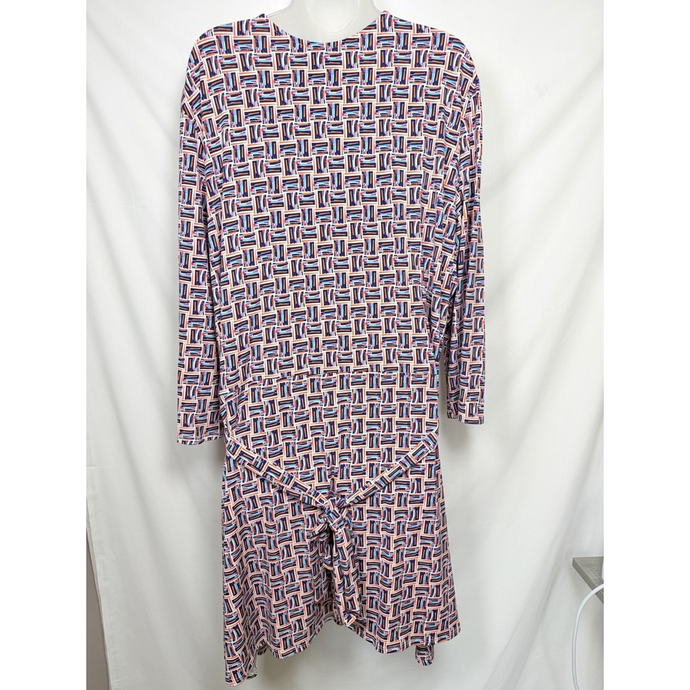 Leota 4L Wrap Dress Geometric Print Knee Length Stretch Career Office Plus Size - Picture 5 of 16